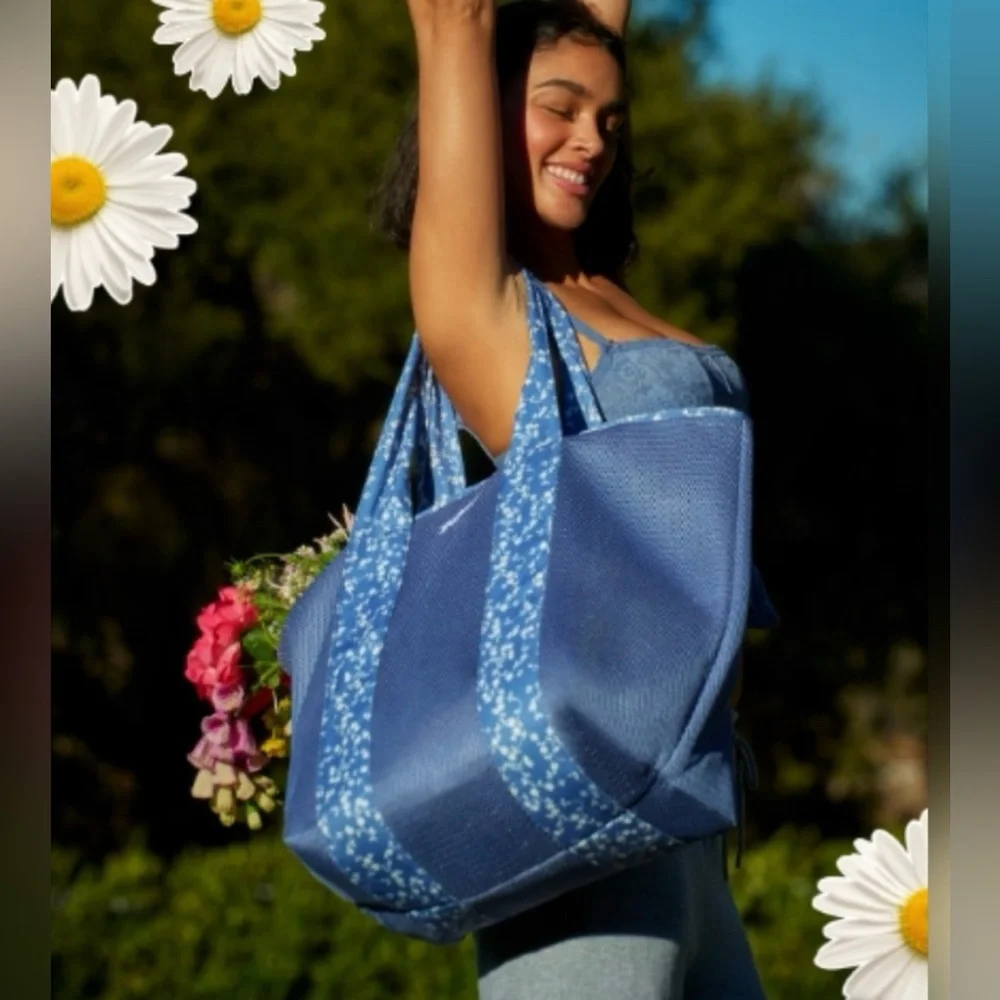PINK Victoria's Secret Blue Floral Tote Bag NWT